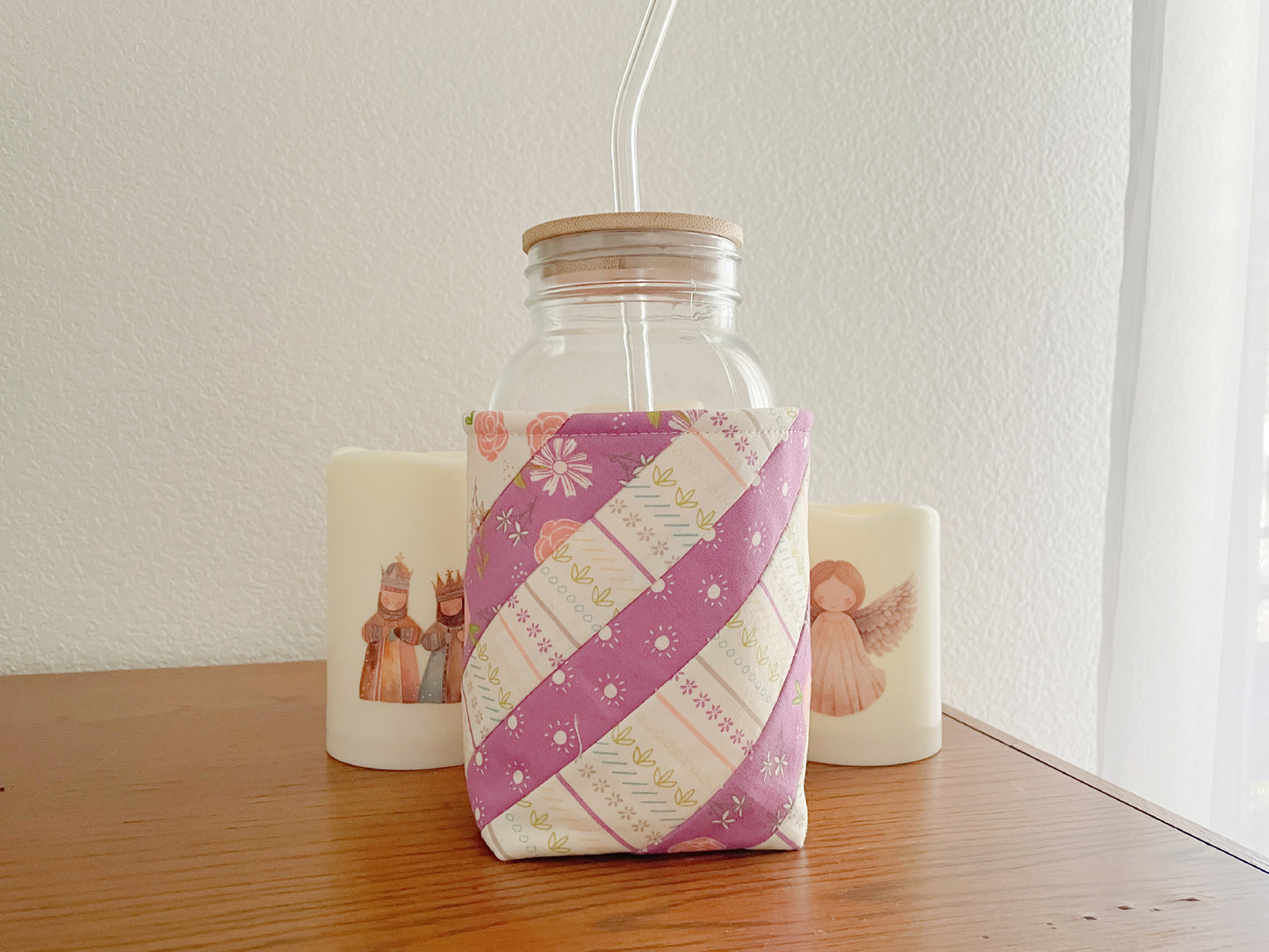 Insulated Mason Jar Cozy/Sleeve, Handmade Drink Accessory