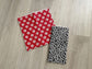 Quilted Cotton Dishcloths – Red & Black Daisy Set
