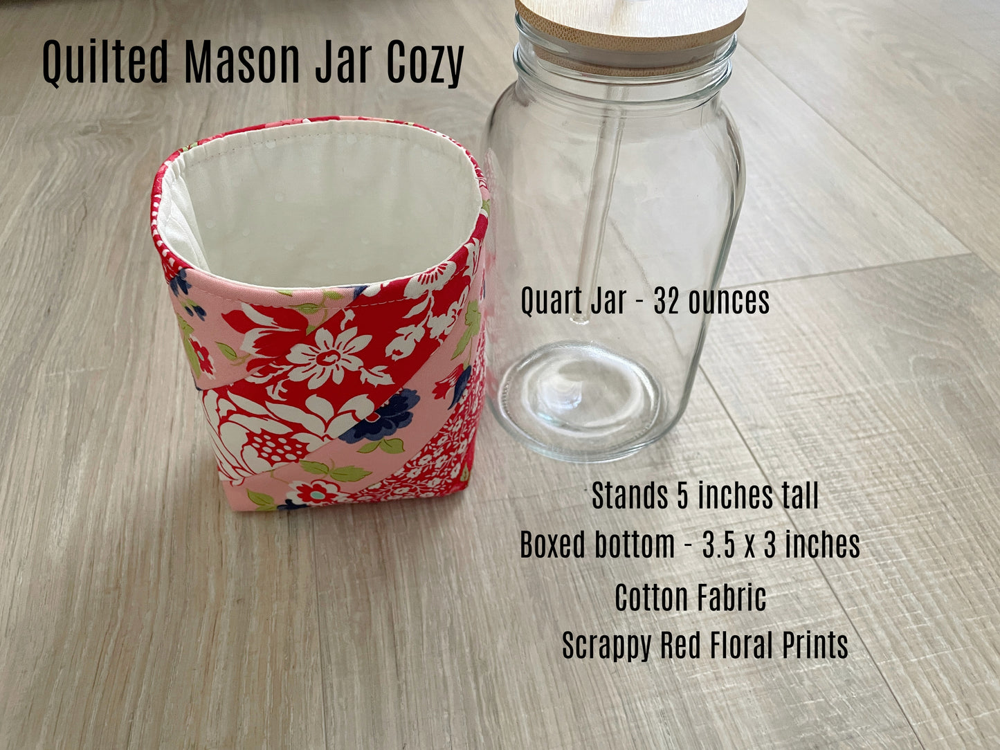 Insulated Mason Jar Cozy/Sleeve, Handmade Drink Accessory