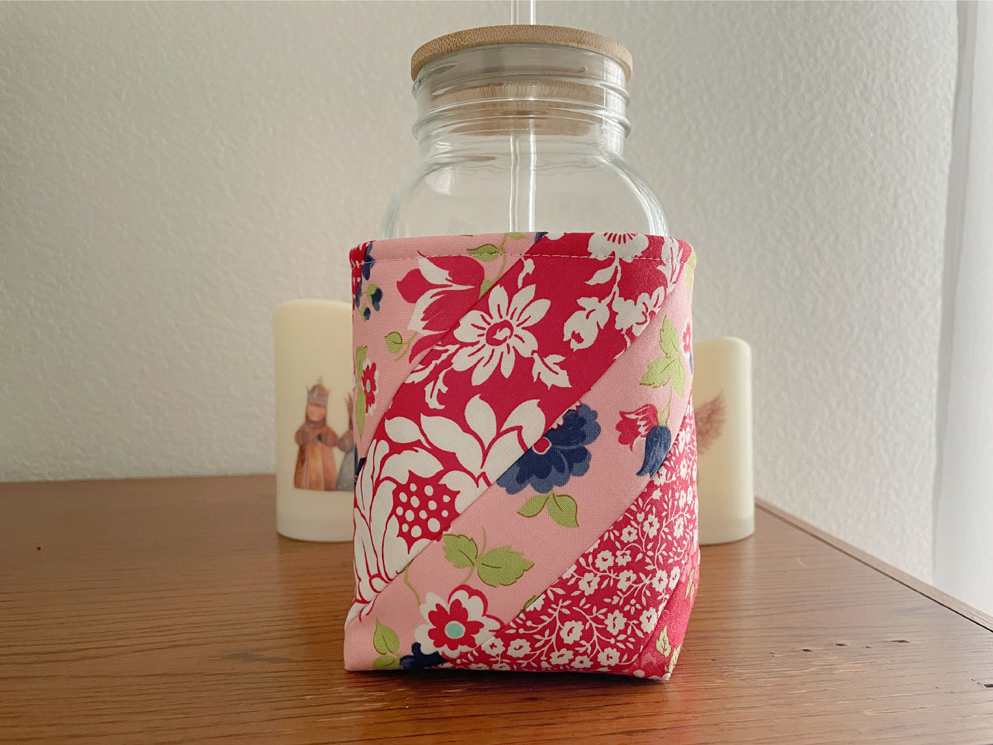 Insulated Mason Jar Cozy/Sleeve, Handmade Drink Accessory