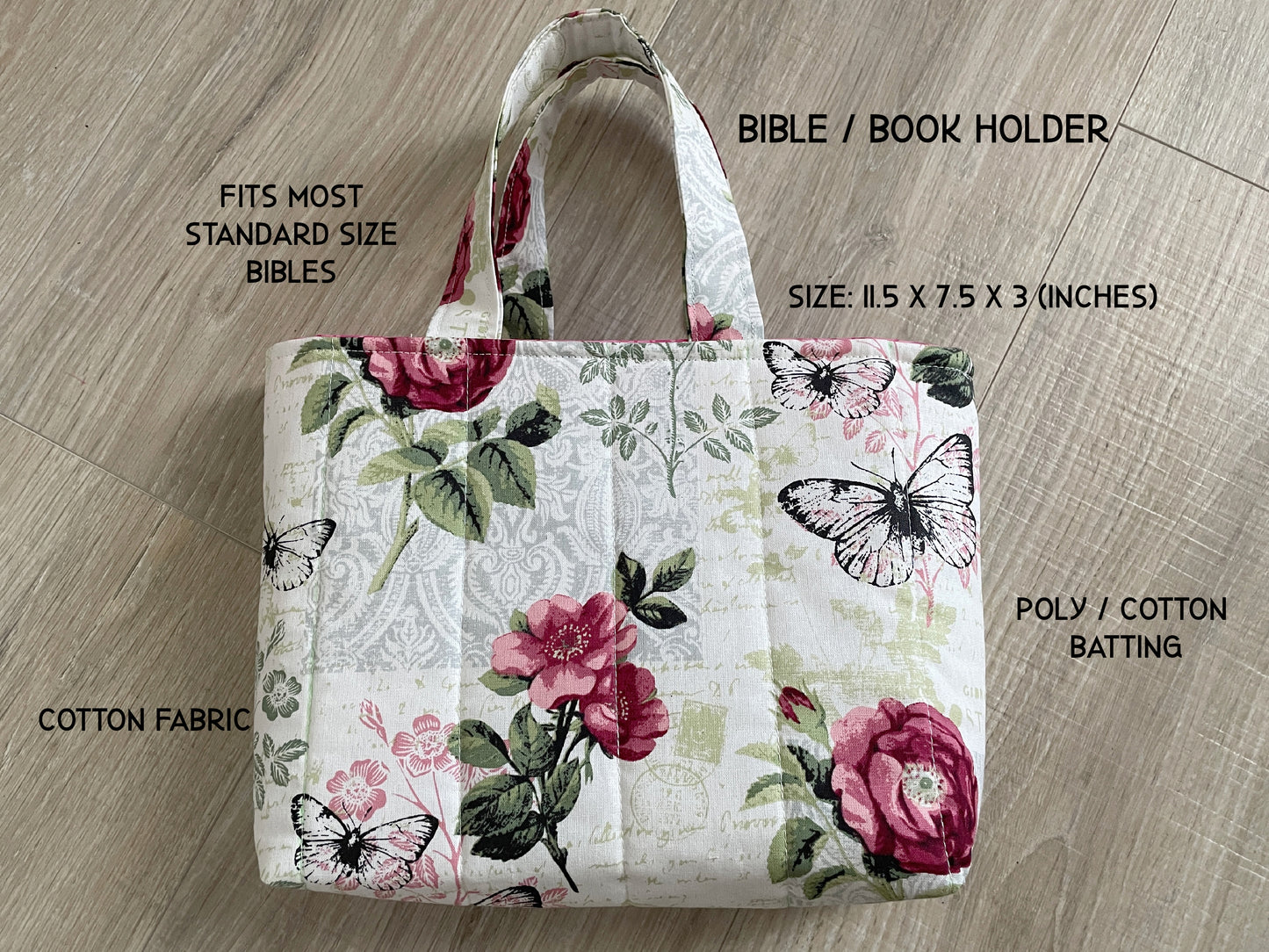 Vintage Floral Quilted Bible Tote