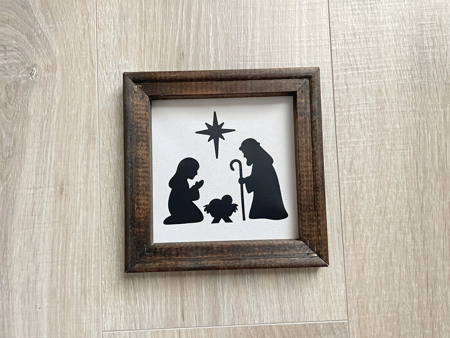 Wood Framed Nativity Christmas Decor | Farmhouse Christian Wall Art