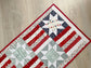 Quilted Patriotic Table Runner, Stars and Stripes Holiday Table Décor, 14 x 33 Inches