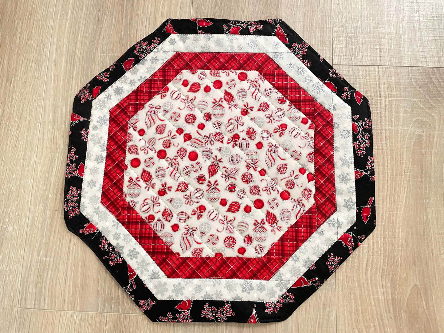 Christmas Quilted Octagon Table Topper