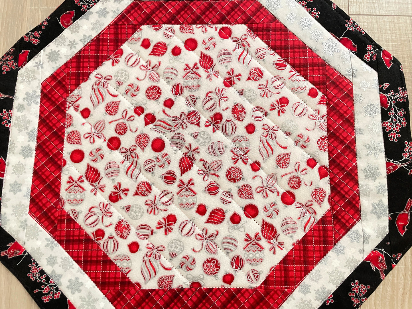 Christmas Quilted Octagon Table Topper