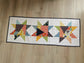 Quilted Spring Table Runner, Mother's Day Decor, Bright Vintage Stars Handmade Runner