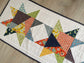Quilted Spring Table Runner, Mother's Day Decor, Bright Vintage Stars Handmade Runner