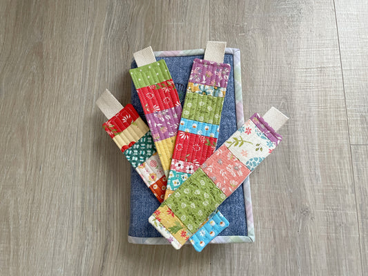 Handmade Quilted Bookmarks, Set of 4 Scrappy Bookmark Gift for Book Lovers