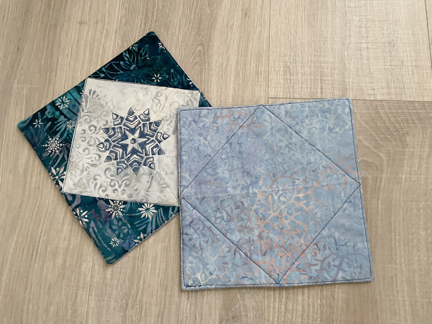 Snowflake Mug Rugs, Set of 2 Winter Drink Protector