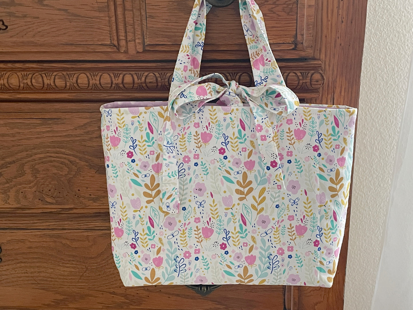 Quilted Book Sleeve with Handles, Handmade Floral Cotton Bible Protector