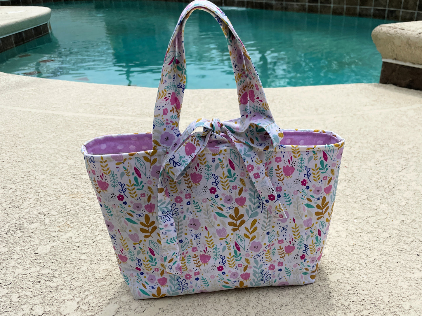 Quilted Book Sleeve with Handles, Handmade Floral Cotton Bible Protector