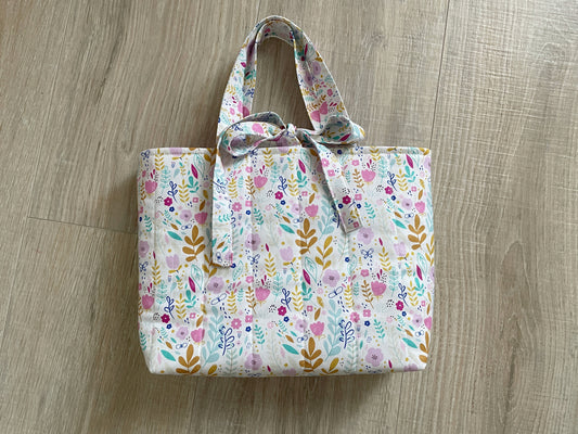 Quilted Book Sleeve with Handles, Handmade Floral Cotton Bible Protector