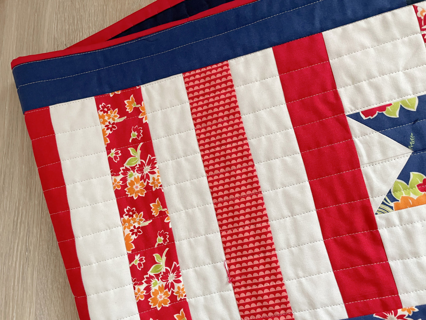 Patriotic Stars & Stripes Quilted Table Runner