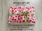 Handmade Strawberry Kitchen Gift Set – Dish Mat, Cloth & Reusable Sponges
