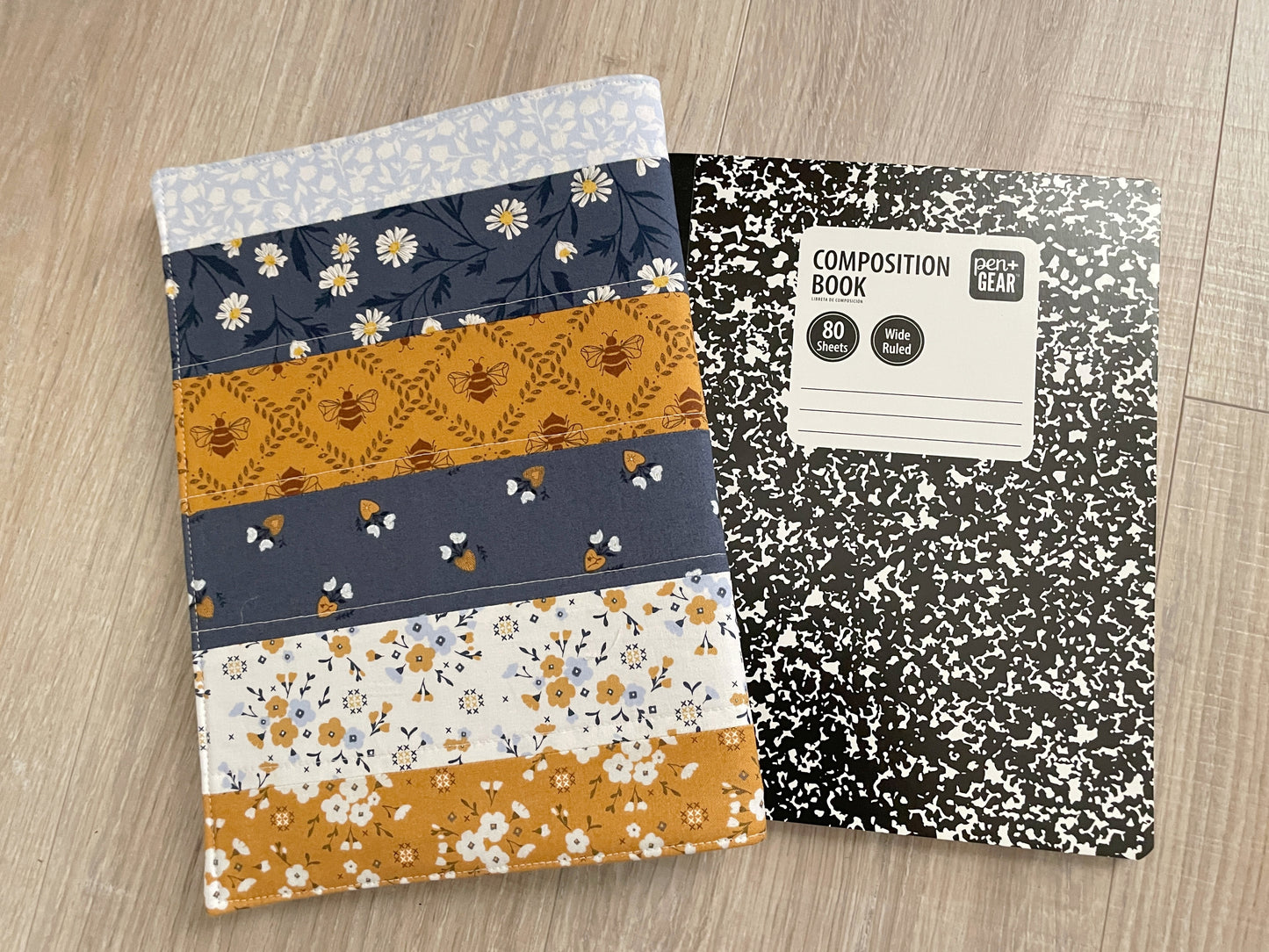 Patchwork Composition Notebook Cover with Pen Holder