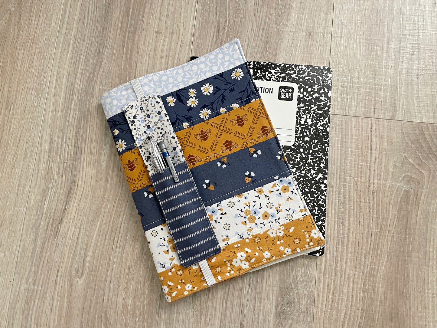 Patchwork Composition Notebook Cover with Pen Holder