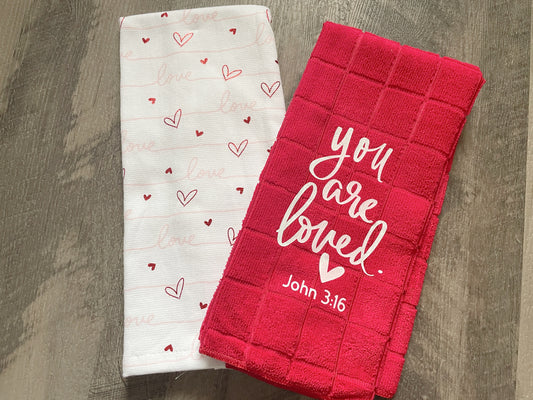 Valentine Day Decor, You are Loved Kitchen Towel Gift Set