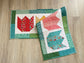 Quilted Spring Tulip Table Runner, Handmade Table Decor, Vintage Prints