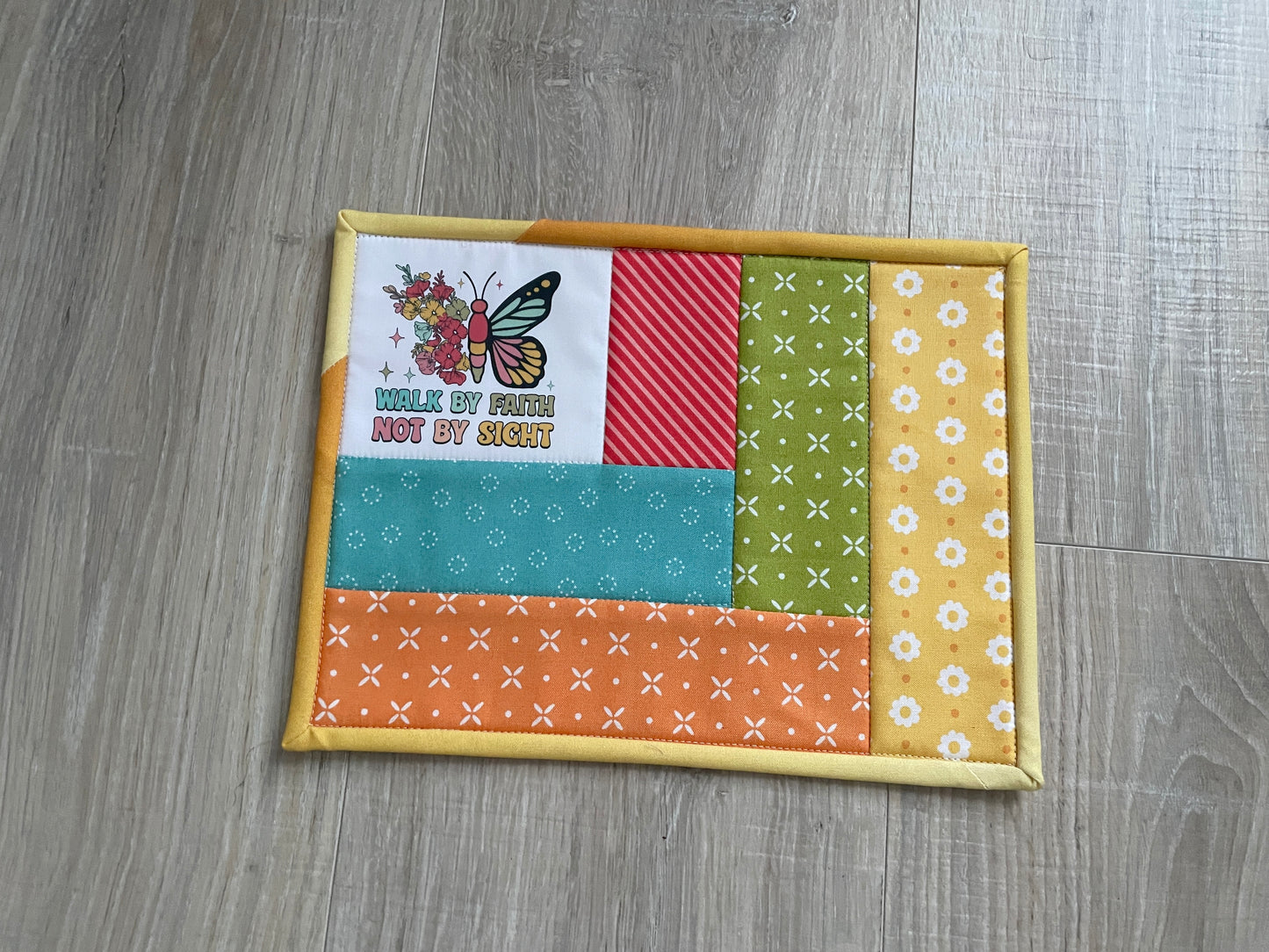 Quilted Christian Mug Rug: Inspirational Desk Decor