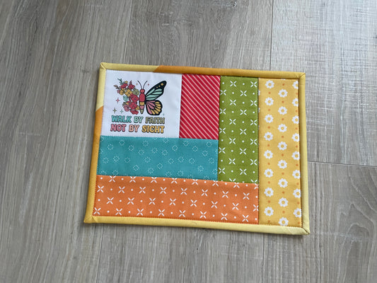 Quilted Christian Mug Rug: Inspirational Desk Decor