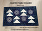 Winter Quilted Table Runner, Snowflake Centerpiece Runner, Blue and White Table Decor