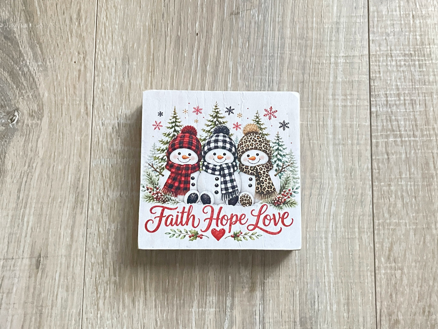 Winter Faith Shelf Sitters | Farmhouse Christian Tabletop Decor