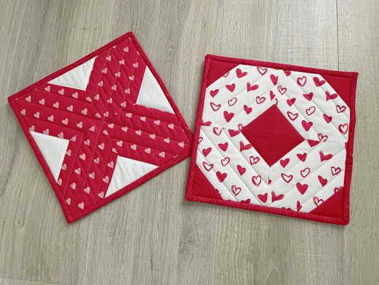 Handmade Valentine's Day Potholders, XO Hot Pads
