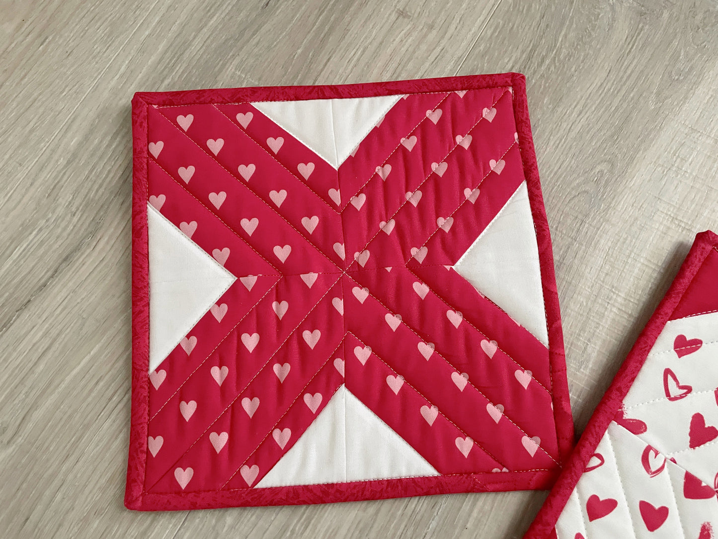 Handmade Valentine's Day Potholders, XO Hot Pads