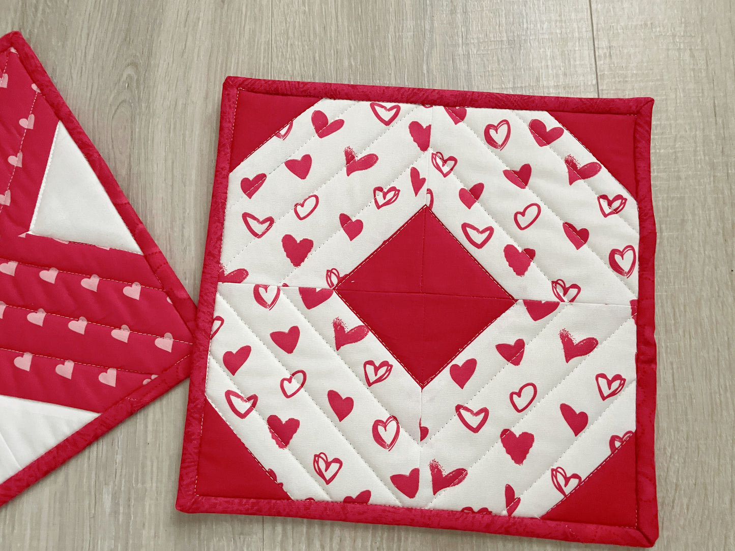 Handmade Valentine's Day Potholders, XO Hot Pads