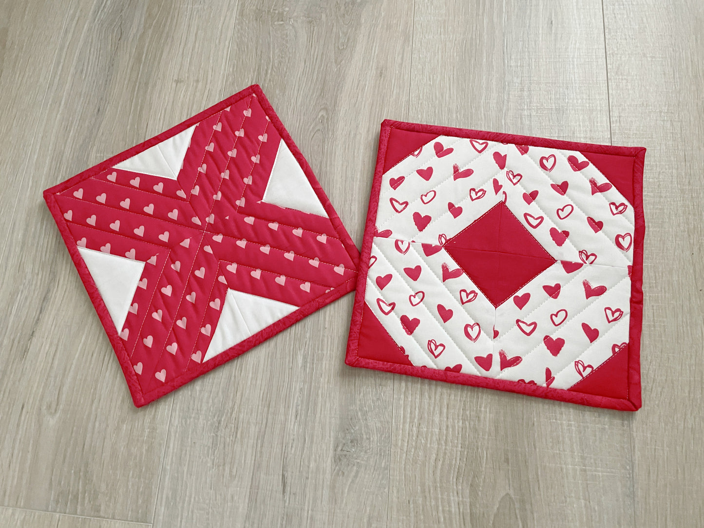 Handmade Valentine's Day Potholders, XO Hot Pads