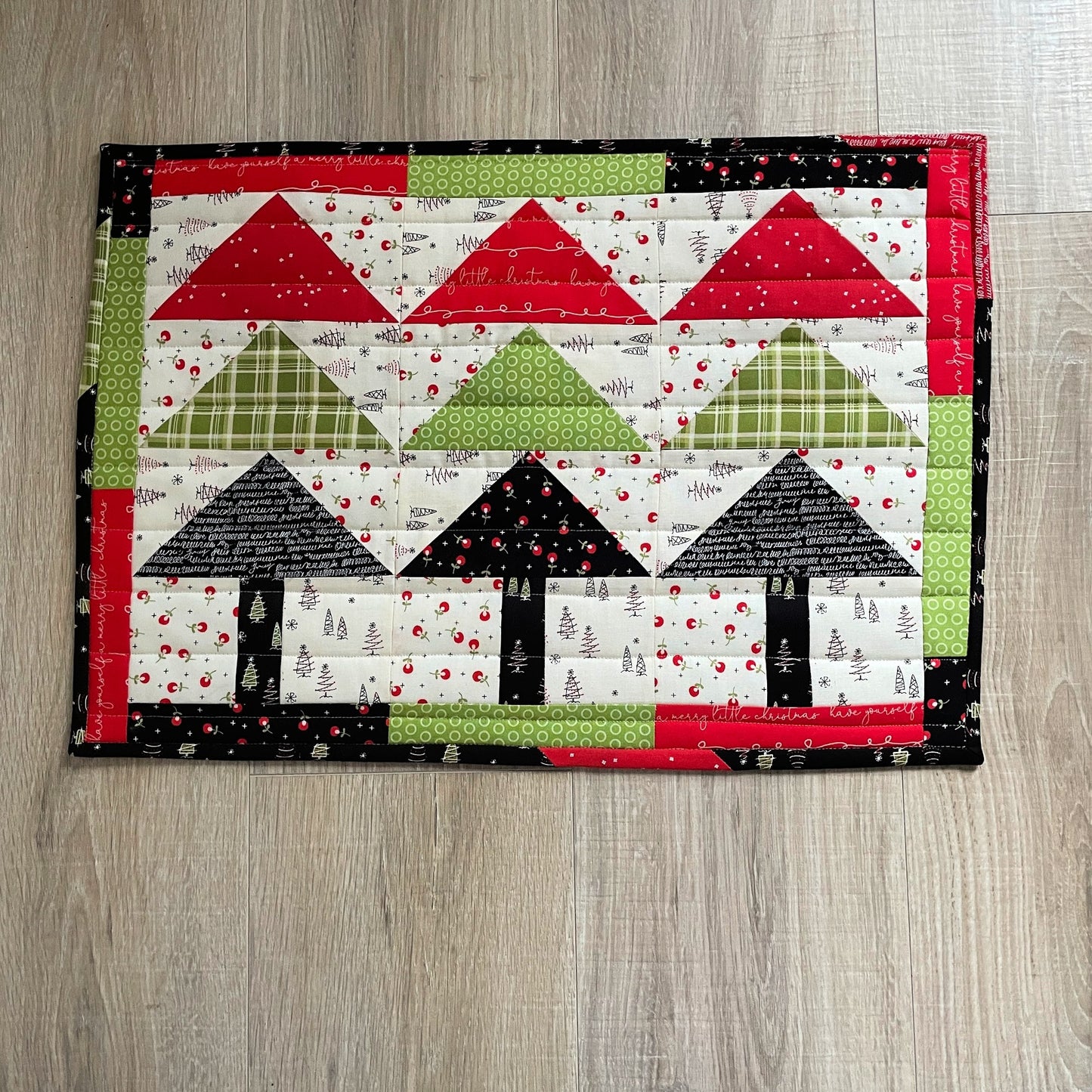 Handmade Quilted Casserole Hot Pad, Scrappy Oversized Christmas Kitchen Potholder