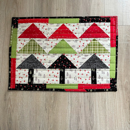 Handmade Quilted Casserole Hot Pad, Scrappy Oversized Christmas Kitchen Potholder