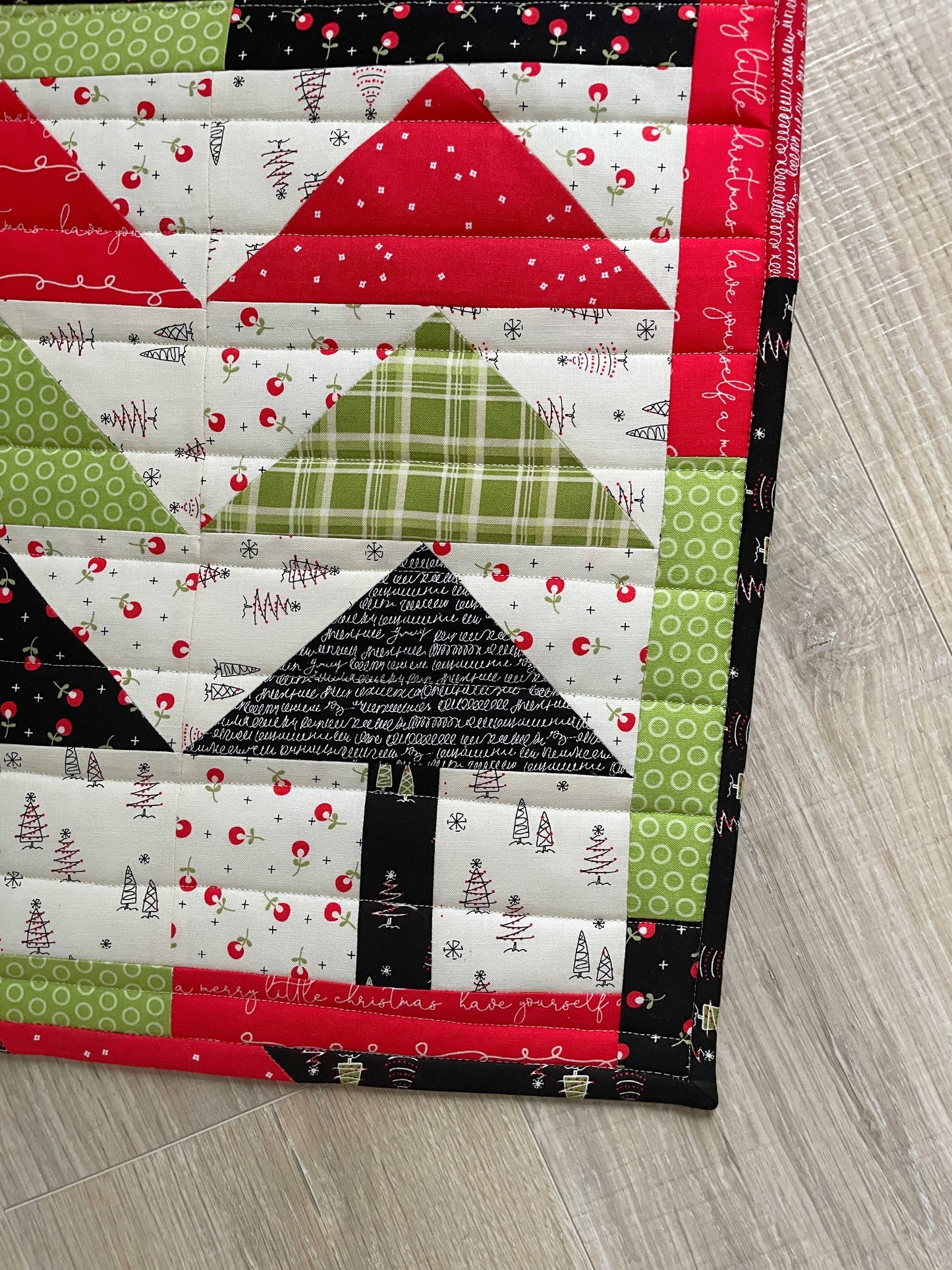 Handmade Quilted Casserole Hot Pad, Scrappy Oversized Christmas Kitchen Potholder