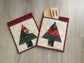 Set of 2 Quilted Potholders with Gift Pocket, Handmade Christmas Tree Hot Pads, Holiday Kitchen Gift