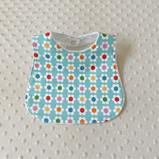 Vintage Inspired Baby Girl Bib and Burp Cloth Gift Set - Retro Daisies