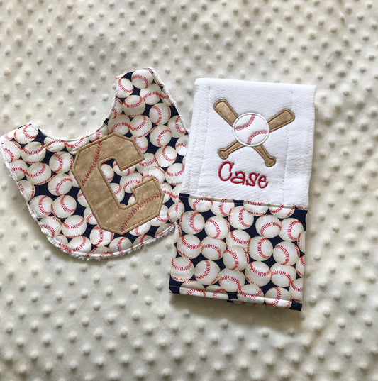 personalized baby boy gift set baseball themed fabric