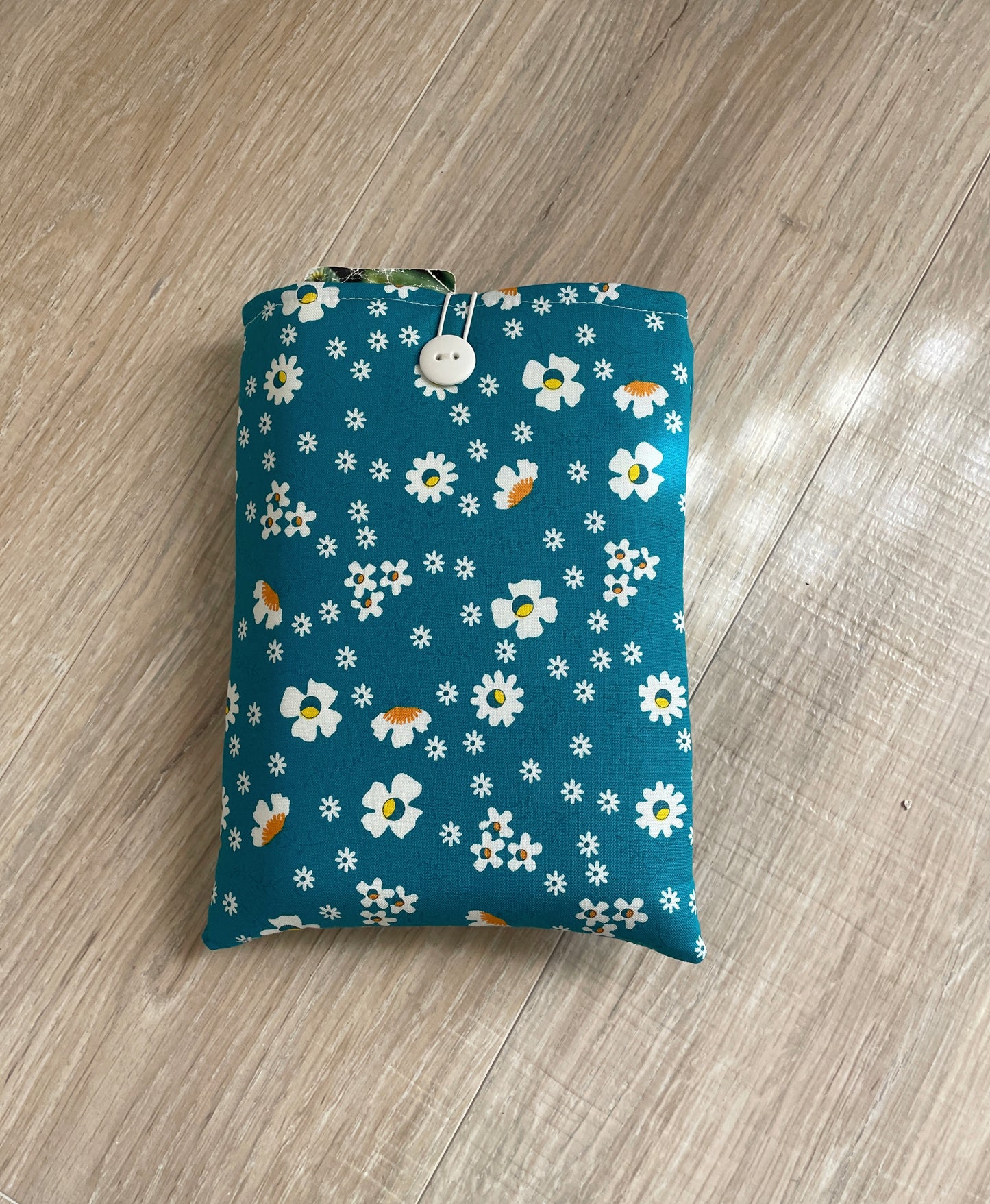 Floral Embroidered Book Sleeve - Padded Canvas Book Cover For Paperbacks & Hardcovers With Wooden Button
