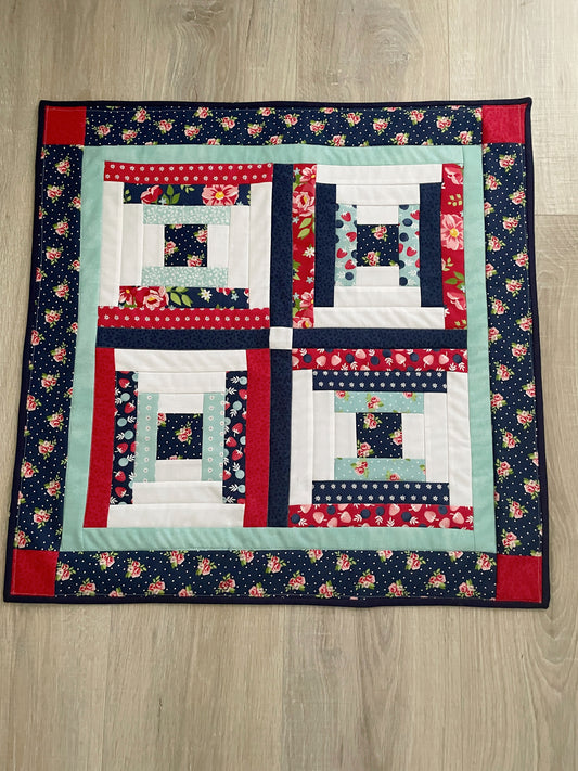 Quilted Patriotic Table Topper or Wall Hanging, 24 x 24 Inches