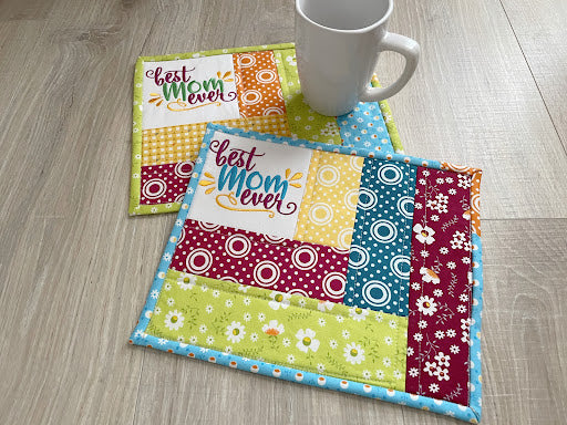 Quilted Best Mom Ever Mug Rug/ Coasters, Choose Your Design, Handmade Drink Protectors