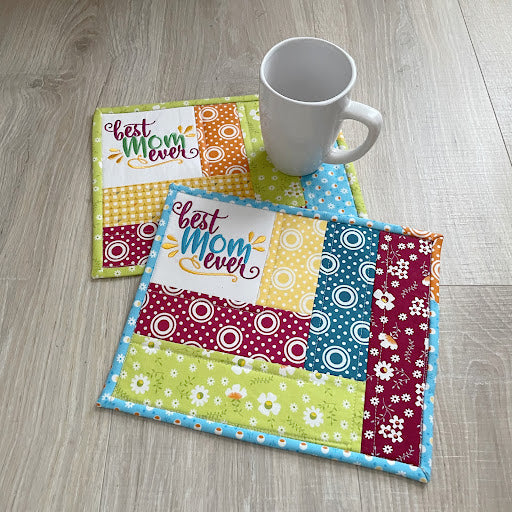 Quilted Best Mom Ever Mug Rug/ Coasters, Choose Your Design, Handmade Drink Protectors