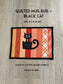Black Cat Halloween Quilted Mug Rug or Snack Mat