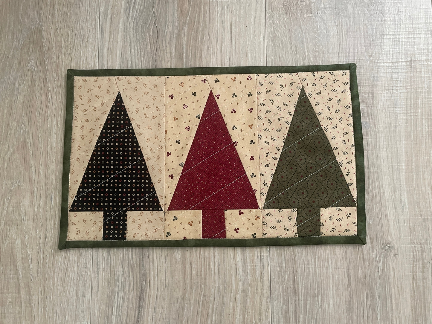 Quilted Pine Tree Mug Rug: Handmade Country Farmhouse Snack Mat