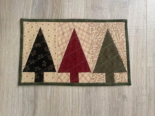 Quilted Pine Tree Mug Rug: Handmade Country Farmhouse Snack Mat