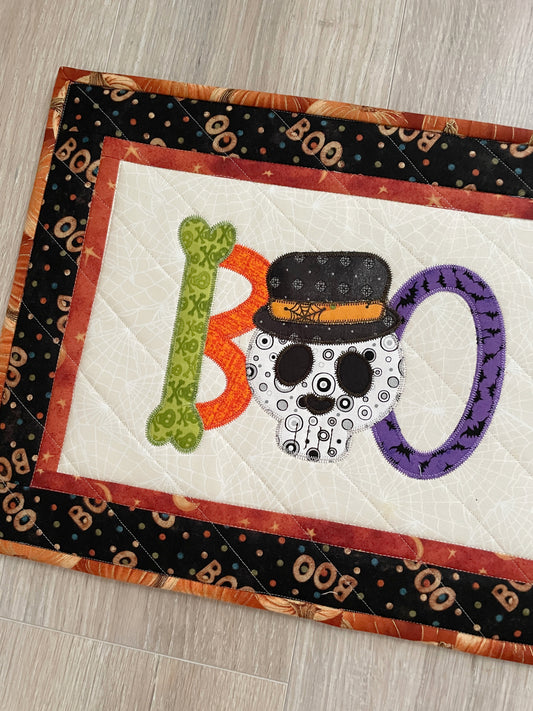 Quilted Halloween Large Casserole Hot Pad, Boo Skeleton