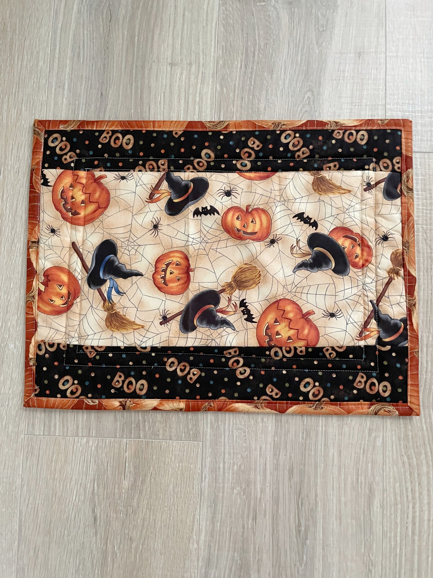 Quilted Halloween Large Casserole Hot Pad, Boo Skeleton