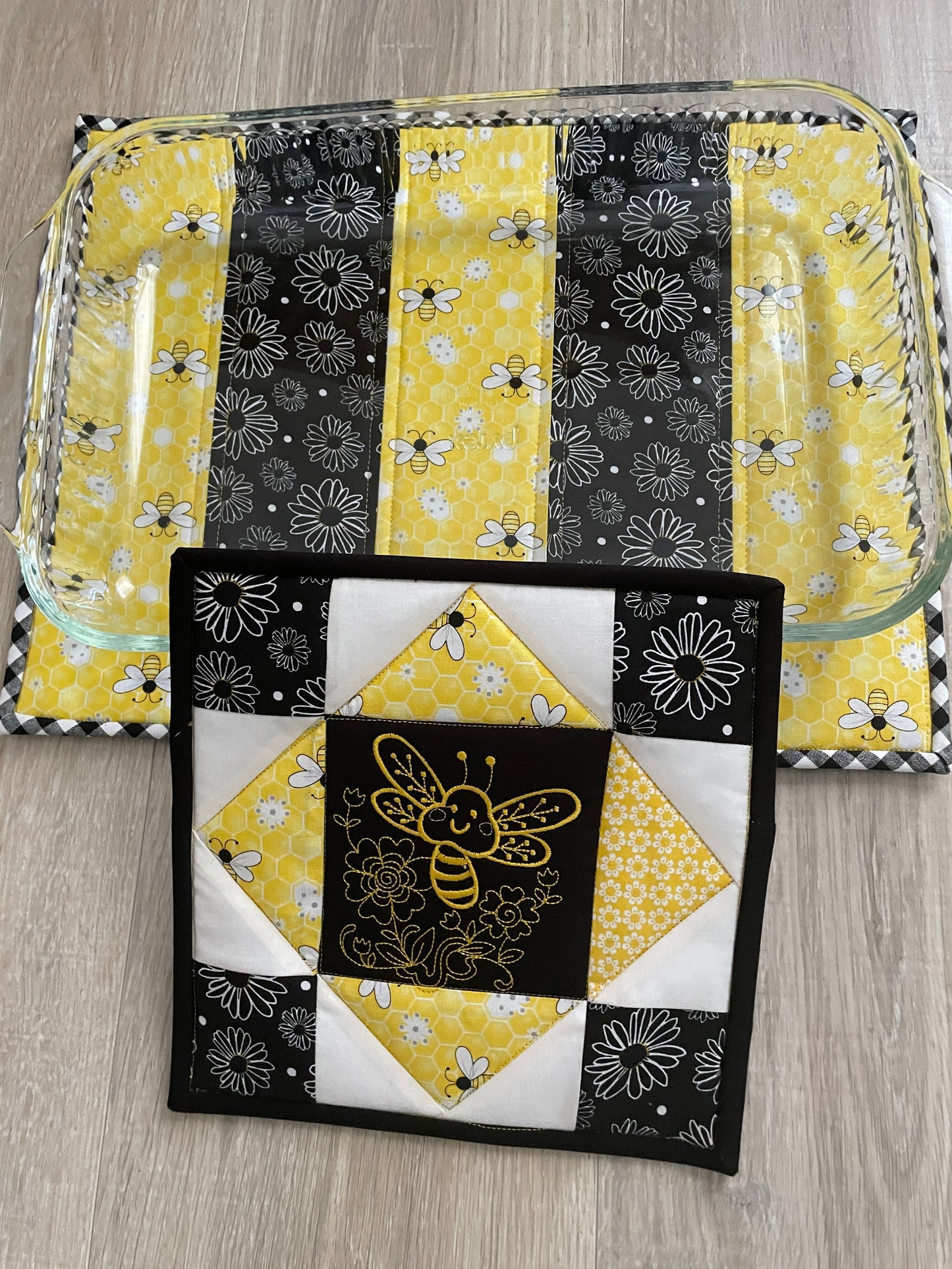 Quilted Casserole Hot Pad, Scrappy Patchwork Trivet and Potholder Gift