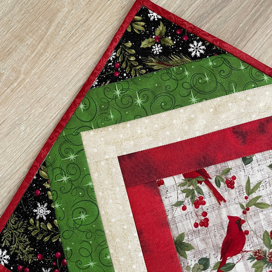 Handmade Quilted Casserole Hot Pad, Scrappy Oversized Christmas Kitchen Potholder