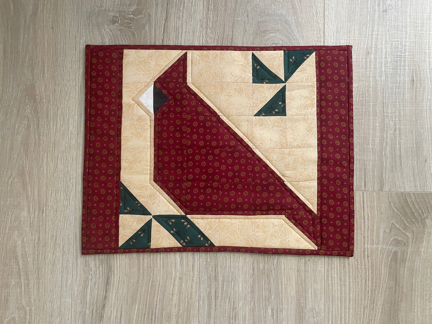 Cardinal Quilted Hot Pad: Oversized Casserole Trivet, Handmade Kitchen Decor