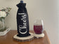 Cheers Burlap Wine Bag – Holiday Wine Gift – Choose Bag and Text Color
