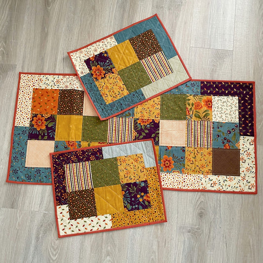 Handmade Quilted Fall Table Runner with Matching Placemats